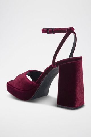 Sandálias com plataforma em veludo - Bordô