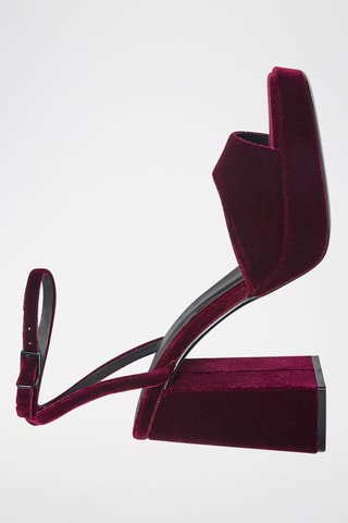 Sandálias com plataforma em veludo - Bordô