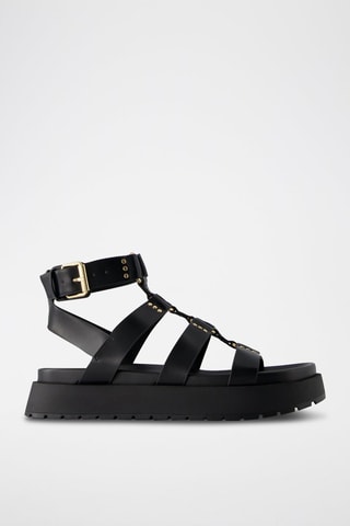 Sandálias romanas com plataforma - Preto