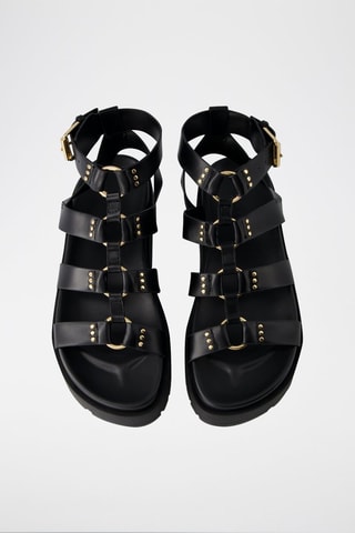 Sandálias romanas com plataforma - Preto