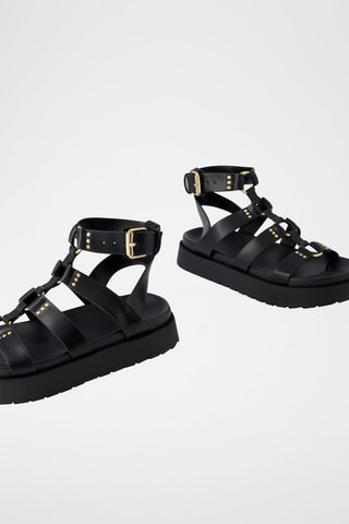 Sandálias romanas com plataforma - Preto
