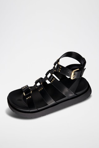 Sandálias romanas com plataforma - Preto