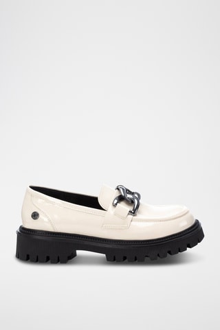 Mocasines con brillo y plataforma - Crudo