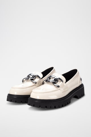 Mocasines con brillo y plataforma - Crudo