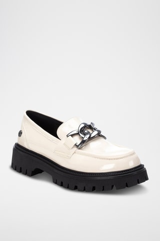 Mocasines con brillo y plataforma - Crudo