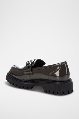 Mocasines con brillo y plataforma - Caqui