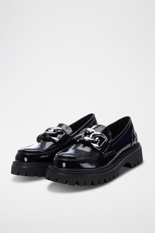 Mocasines con brillo y plataforma - Negro