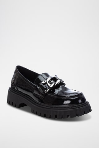 Mocasines con brillo y plataforma - Negro