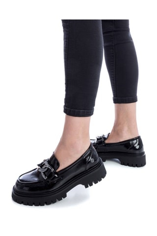 Mocasines con brillo y plataforma - Negro