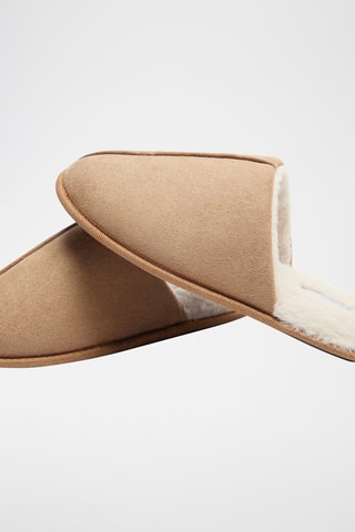 Pantufas forradas - Castanho-claro