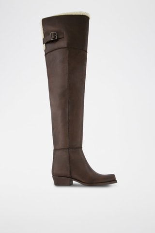 Botas acima do joelho forradas - Castanho