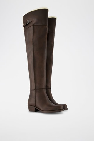 Botas acima do joelho forradas - Castanho