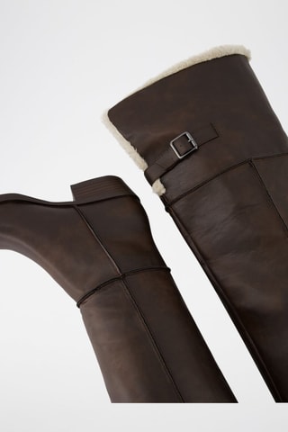 Botas acima do joelho forradas - Castanho