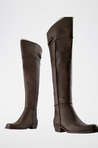 Botas acima do joelho forradas - Castanho