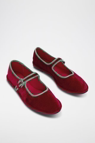 Bailarina mary jane de terciopelo - Burdeos