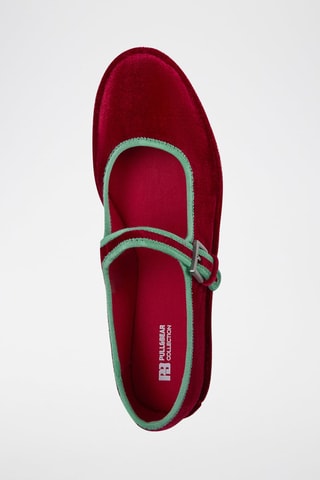 Bailarina mary jane de terciopelo - Burdeos