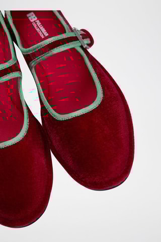 Bailarina mary jane de terciopelo - Burdeos