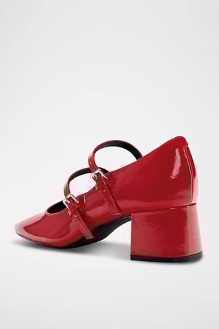 Sapatos babies envernizados de salto - Vermelho