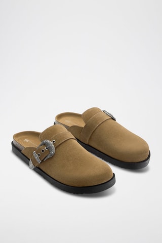 Socas com plataforma em nobuck - Castanho