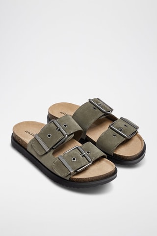 Mules com plataforma - Verde-caqui