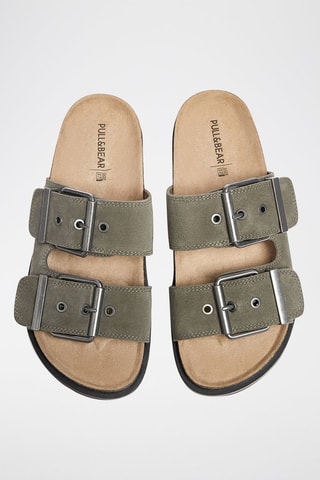 Mules com plataforma - Verde-caqui