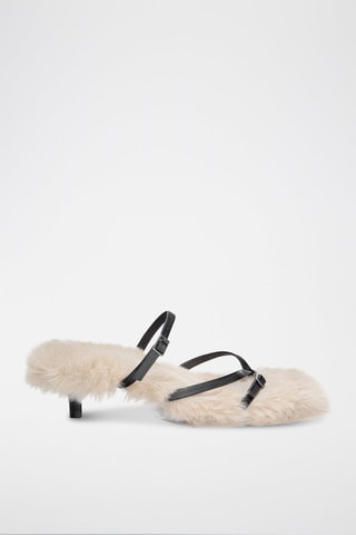 Sandálias forradas de salto - Bege