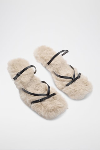 Sandálias forradas de salto - Bege