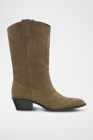 Botas santiags em couro - Caqui