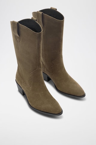 Botas santiags em couro - Caqui