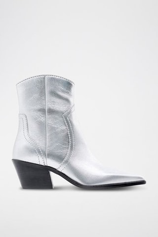 Botins em couro Prateado