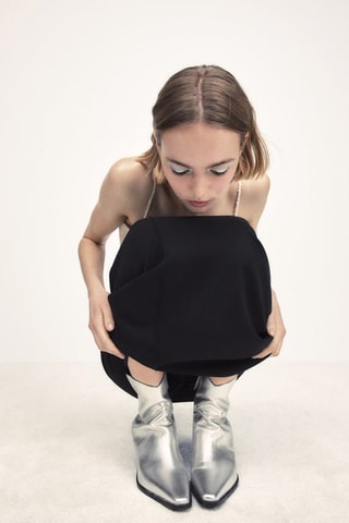 Botins em couro Prateado