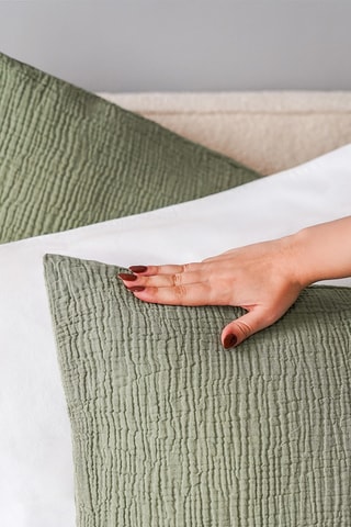 2 fundas de almohadas de gasa de algodón - Caqui