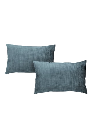 2 fundas de almohadas de gasa de algodón - Azul