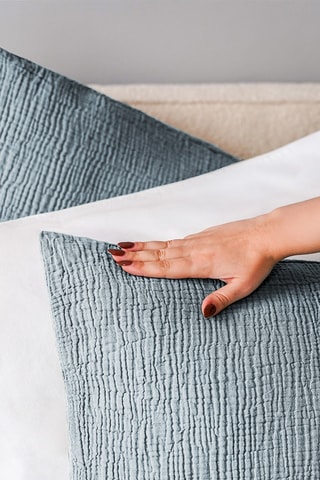 2 fundas de almohadas de gasa de algodón - Azul