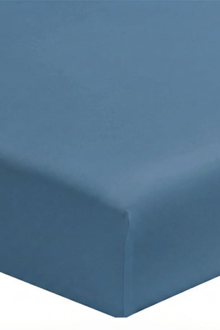 Sábana bajera de satén de algodón - Azul