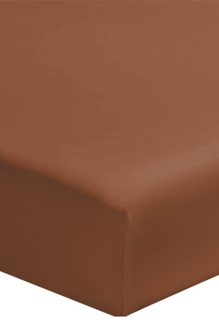 Sábana bajera de satén de algodón - Marrón