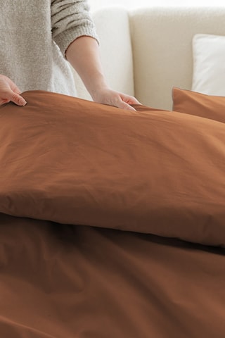 Funda nórdica de satén de algodón - Marrón