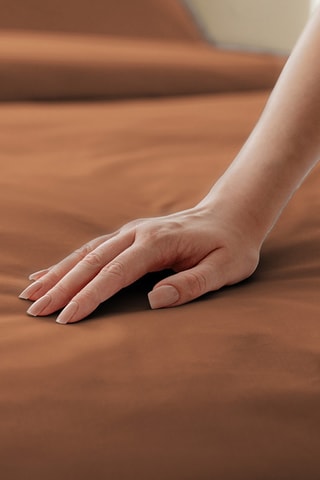 Funda nórdica de satén de algodón - Marrón