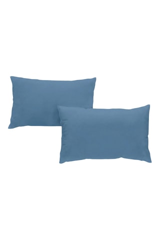 2 fundas de almohada de satén de algodón - Azul