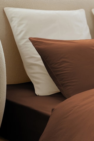 2 fundas de almohada de satén de algodón - Marrón