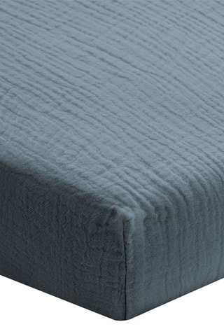 Sábana bajera de gasa de algodón - Azul