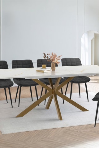 Table à manger extensible Glam - Imitation marbre et doré