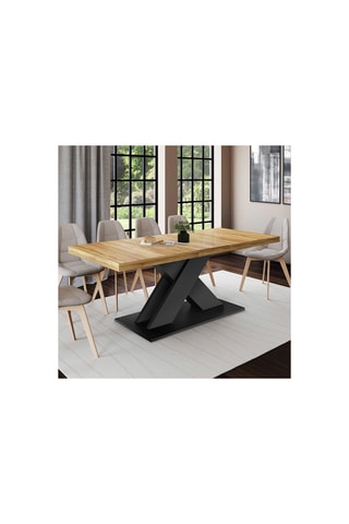 Table à manger extensible Alexia - Imitation bois et noir