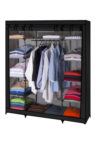 Armoire de rangement optimale noire avec accessoires - 2 cubes de rangement et 10 cintres