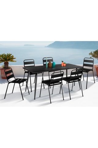 6 chaises de jardin empilables - Noir