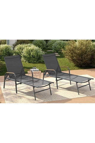 2 chaises longues inclinables Ozéa - 185 x 31 x 57 cm