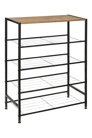 Meuble à chaussures Elize - Noir et imitation bois