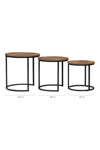 3 tables gigognes Elize - Imitation bois et noir
