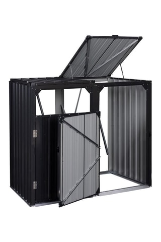 Cache poubelles double en métal gris anthracite