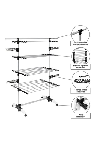 Séchoir Optima noir et blanc 4 niveaux - 40m d'étendage